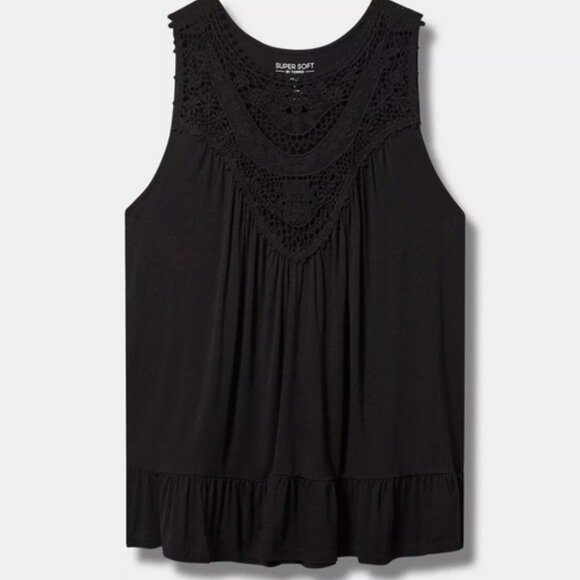 TORRID Super Soft Crew Neck Lace Yoke Tank NWT - Picture 3 of 9